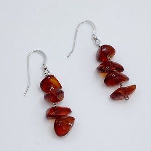 Vintage Sterling Silver Amber Earrings